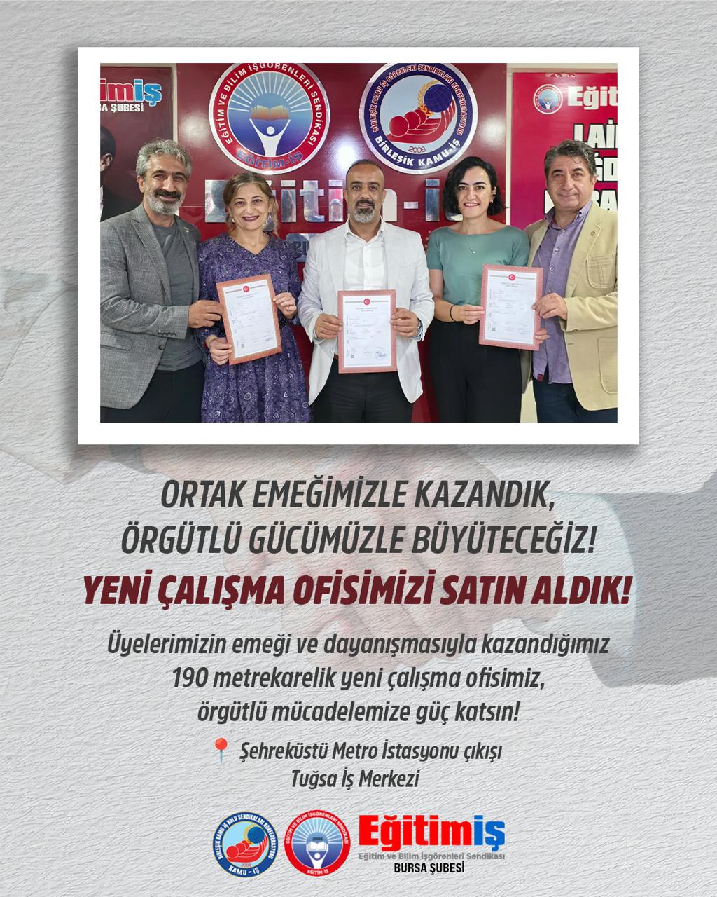 Ortak emeğimizle kazandık.Yeni çalışma ofisimizi satın aldık