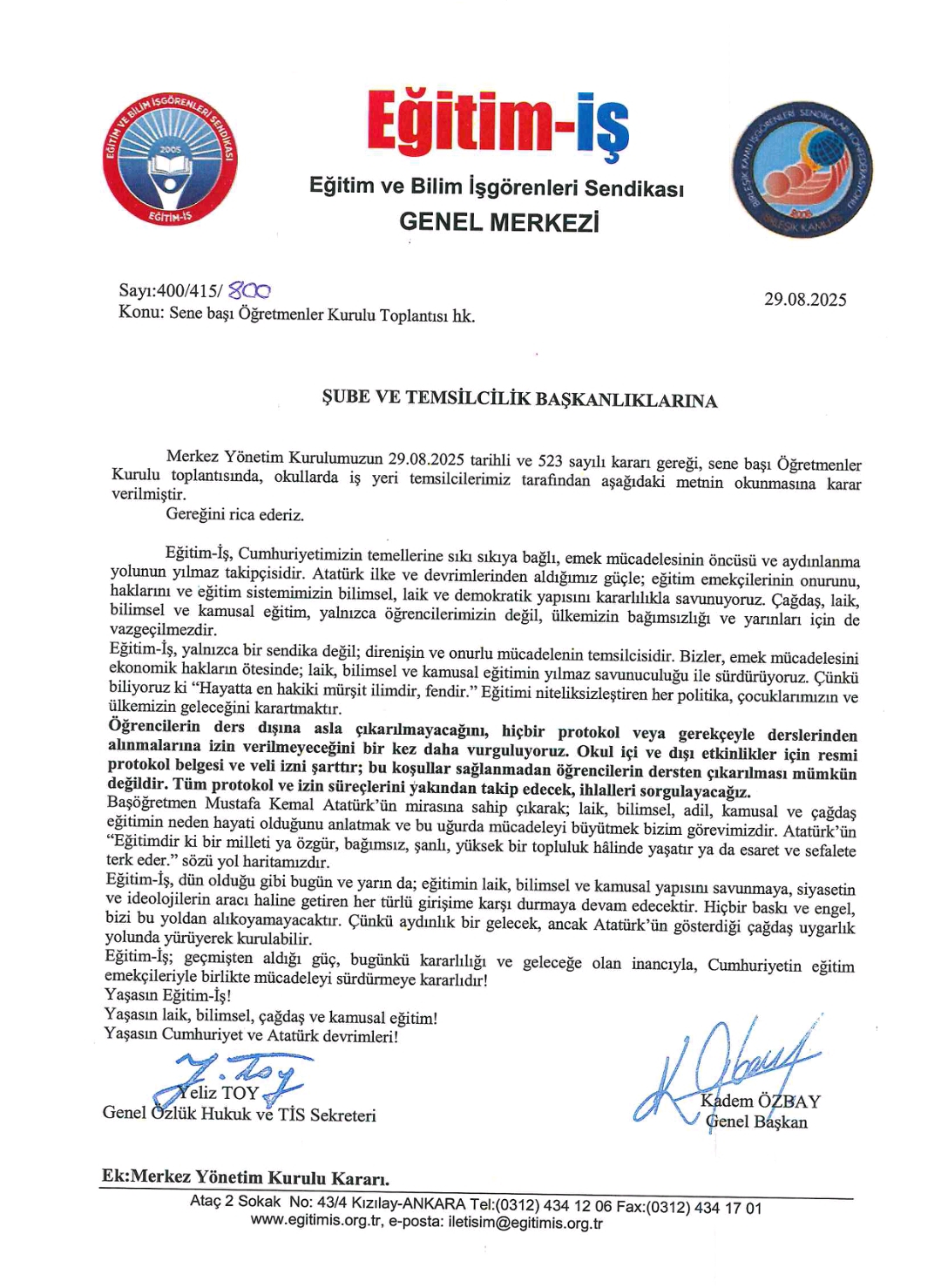 Ögretmenler kurul toplantısı